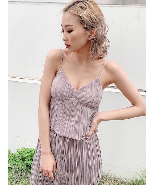 GYDA（ジェイダ）の「サテンプリーツフレアビスチェ（キャミソール・レディース・オフホワイト/ブラック/ピンク/ブラウン・F）」の16枚目の写真