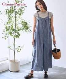 SMILE LAND | オールインワンストライプ柄ワイドパンツ【Otona Purete】(つなぎ/オールインワン)