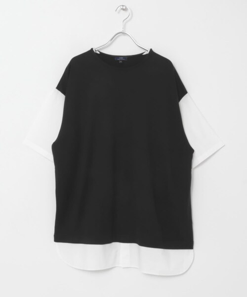 ITEMS URBANRESEARCH（アイテムズ アーバンリサーチ）の「布帛切替レイヤードクルーネックトップス（Tシャツ/カットソー・メンズ・BLK/BEG/MTD/GRY・M/L）」の13枚目の写真