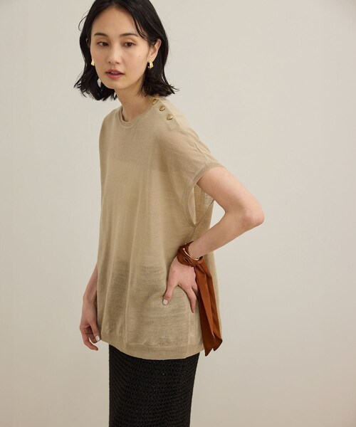 ROPE'（ロペ）の「ラミー フレンチスリーブプルオーバー/サマーニット（ニット/セーター・レディース・ベージュ/ネイビー/ブルー・F）」の8枚目の写真