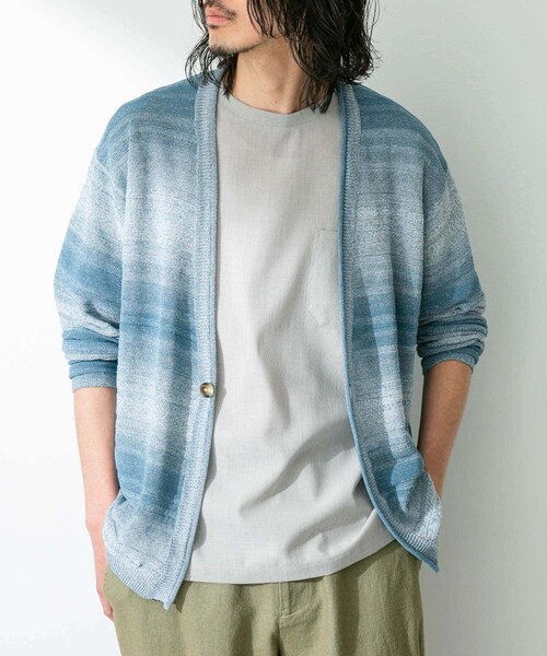 URBAN RESEARCH Sonny Label（アーバンリサーチサニーレーベル）の「スペースダイライトニットカーディガン（カーディガン/ボレロ・メンズ・ブルー/グリーン/オレンジ・M/L）」の4枚目の写真