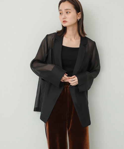 SENSE OF PLACE by URBAN RESEARCH（センスオブプレイスバイアーバンリサーチ）の「シアーテーラードジャケット（テーラードジャケット・レディース・BLACK/IVORY/BROWN・one）」の12枚目の写真