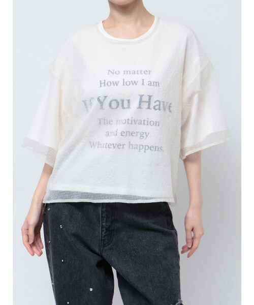 CALNAMUR（カルナムール）の「SHEER PLEATED LAYERED TEE/シアープレーテッドレイヤードTシャツ（Tシャツ/カットソー・レディース・ホワイト/ブラック・F）」の2枚目の写真
