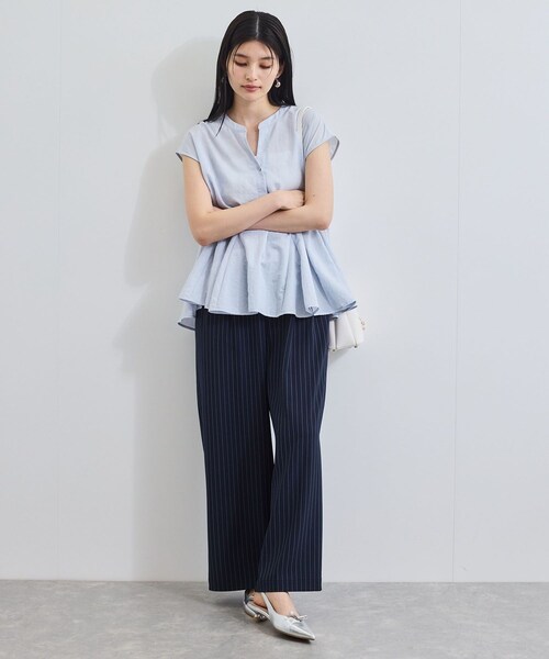 VIS（ビス）の「【接触冷感/UVケア】ピンストライプリラックスワイドパンツ（その他パンツ・レディース・グレー/キナリ/ネイビー系・M/S）」の11枚目の写真