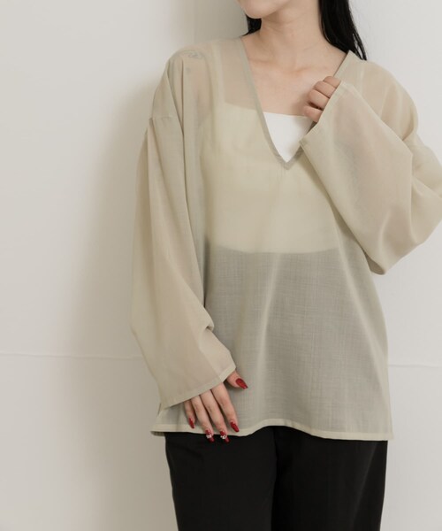 THE GOODLAND MARKET（ザグッドランドマーケット）の「&her　Voile Tops（シャツ/ブラウス・レディース・CREAM・one）」の4枚目の写真