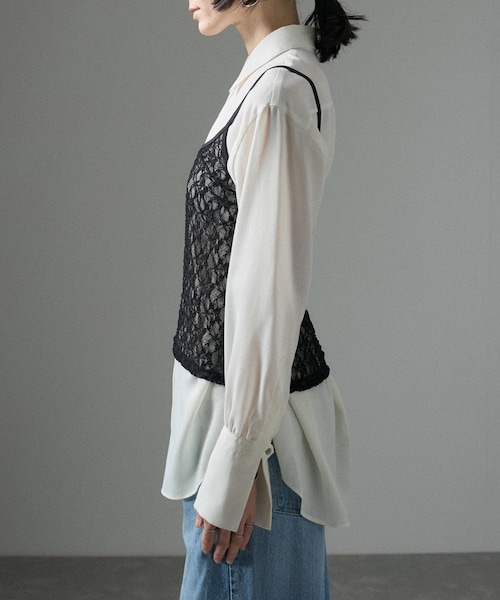 ADAM ET ROPE'(アダムエロペ)の「【SIMONE WILD(シモーネ ワイルド)】Slip Top(キャミソール・レディース・ブラック/オフホワイト・M)」の17枚目の写真