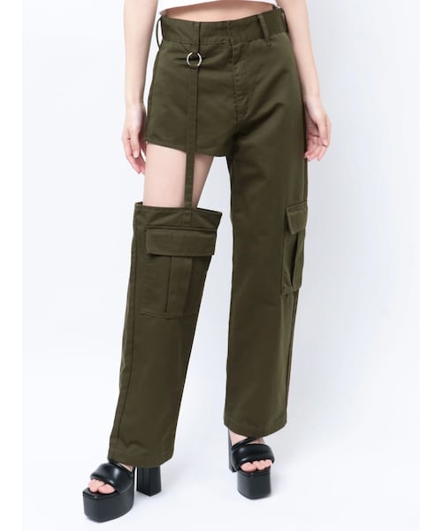 GYDA（ジェイダ）の「SIDE CUTデザインカーゴカラーワイドパンツ（カーゴパンツ・レディース・ブラック/スカイブルー/カーキ・S/M）」の3枚目の写真