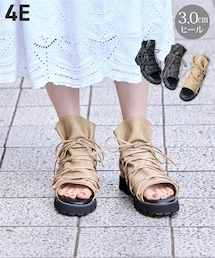 【ゆったり幅広】コードデザインハイカットサンダル(ワイズ4E)