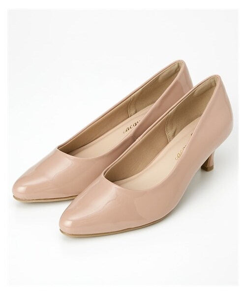 nissen（ニッセン）の「【ゆったり幅広】ポインテッドトゥミドルヒールパンプス（低反発中敷）（ワイズ４Ｅ）（パンプス・メンズ・黒(スムース)/キャメル(スムース)/アイボリー(スムース)/黒(スエード調)/グレー(スエード調)/アンティークシルバー/黒(エナメル調)/ピンクベージュ(エナメル調)/モカベージュ(スエード調)/ダスティーネイビー(スエード調)/グレージュ(スエード調)/ブルーグリーン(スエード調)/ダークブラウン(スエード調)/チェック柄/ブラウン(クロコ)/オーク(スムース)/ベージュ(クロコ)/ミント(スエード調)/ピンクベージュ(刺しゅう)/キャメル(メッシュ型押し)/ブラックチェック/オレンジブラウン(スエード調)/パイソン柄/アプリコット(スエード調)/ホワイト(型押し)/ブルーパープル(スエード調)/オレンジキャメル(メッシュ型押し)/ブロンズ・23.0cm/4E/23.5cm/4E/24.0cm/4E/24.5cm/4E/25.0cm/4E/25.5cm/4E/26.0cm/4E/26.5cm/4E/27.0cm/4E）」の16枚目の写真