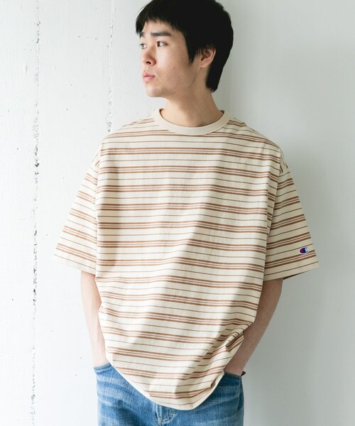 URBAN RESEARCH DOORS(アーバンリサーチドアーズ)の「『別注』CHAMPION×DOORS BORDER T-SHIRTS(Tシャツ/カットソー・メンズ・NAVY/BEIGE/L.BROWN・M/L/XL)」の16枚目の写真