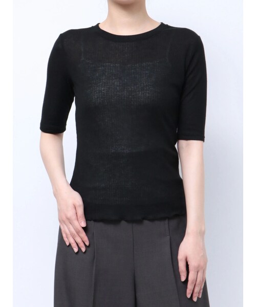 LAGUNAMOON（ラグナムーン）の「ソフトリブカットトップス（Tシャツ/カットソー・レディース・アイボリー/ブラック/ブラウン・F）」の3枚目の写真