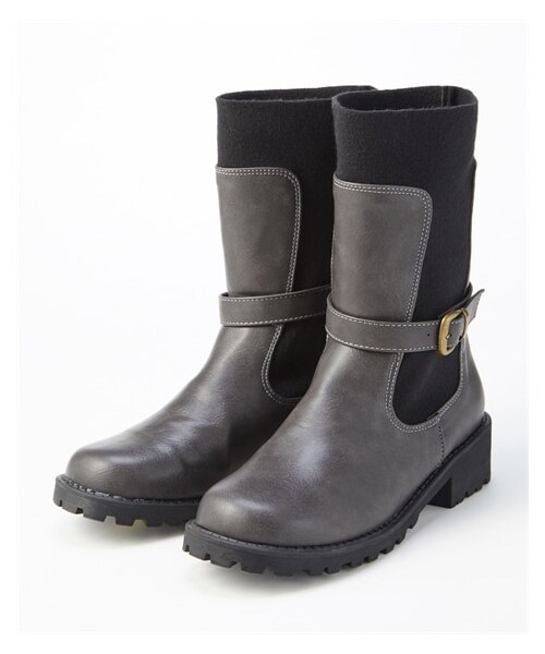 nissen（ニッセン）の「【ゆったり幅広】ベルト付ニット切替えミドルブーツ（低反発中敷）（ワイズ４Ｅ）（ブーツ・メンズ・黒/ブラウン/オーク/チャコールグレー/カーキ・M=23.0~23.5cm/4E/L=24.0~24.5cm/4E/LL=25.0~25.5cm/4E/3L=26.0~26.5cm/4E）」の13枚目の写真