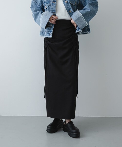 SENSE OF PLACE by URBAN RESEARCH(センスオブプレイスバイアーバンリサーチ)の「シャーリングスカート(スカート・レディース・IVO×BLK/BLACK/MTD×ORG・S/M)」の19枚目の写真