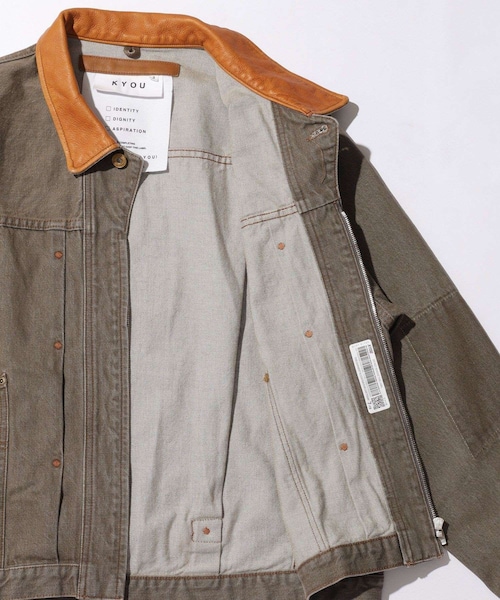 ADAM ET ROPE'(アダムエロペ)の「【KYOU/キョウ】ROEBUCK LEATHER Type-50s Jacket Different Edition(デニムジャケット・メンズ・ブラウン/ブルー系・1/2/3)」の16枚目の写真