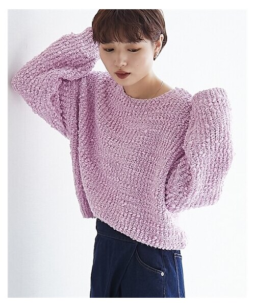 nissen（ニッセン）の「ポコポコニットプルオーバー（ニット/セーター・レディース・ピンク系/アイボリー/黒・M/L）」の6枚目の写真