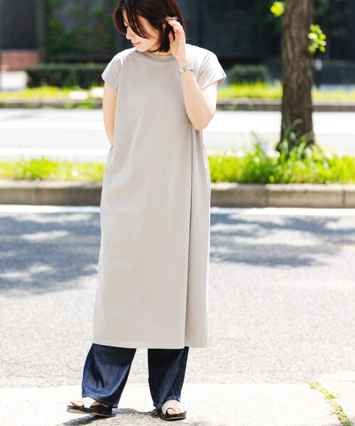 EKAL（エカル）の「製品染カットワンピース（ワンピース・レディース・グレージュ/ブラウン/グラファイト・one）」の8枚目の写真