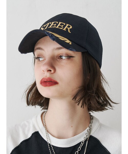 jouetie（ジュエティ）の「ヴィンテージライクロゴメッシュキャップ（キャップ・レディース・ピンク/ネイビー/ベージュ・F）」の8枚目の写真