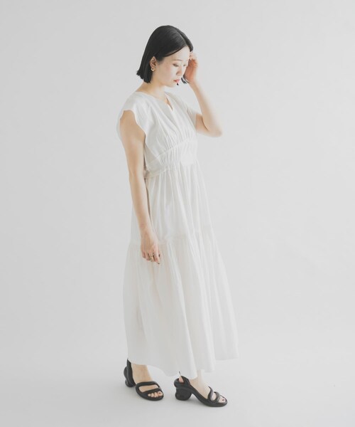 THE GOODLAND MARKET（ザグッドランドマーケット）の「FANAKA　ギャザードレス（ワンピース・レディース・NAVY/WHITE・Free）」の7枚目の写真