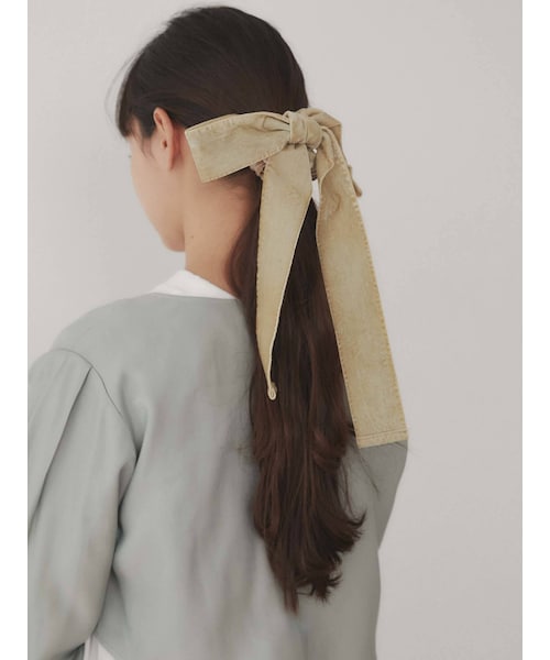 merry jenny（メリージェニー）の「BIGリボンベロアシュシュ（シュシュ・レディース・ブラック/ミントグリーン/ベージュ・F）」の6枚目の写真