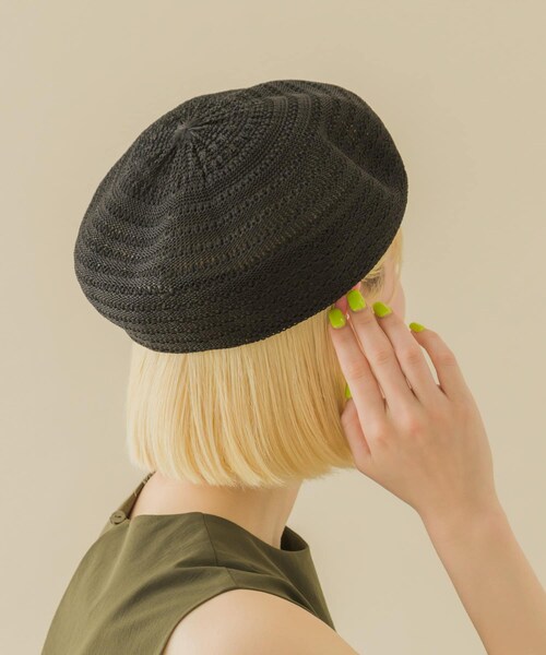 SMELLY（スメリー）の「スカシアミベレー（ハンチング/ベレー帽・レディース・BLK/IVO・-）」の2枚目の写真