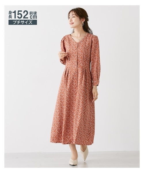 セブンテン　小花柄　ロングワンピース　S nissen（ニッセン）の「小さいサイズ 2WAY小花柄ロング