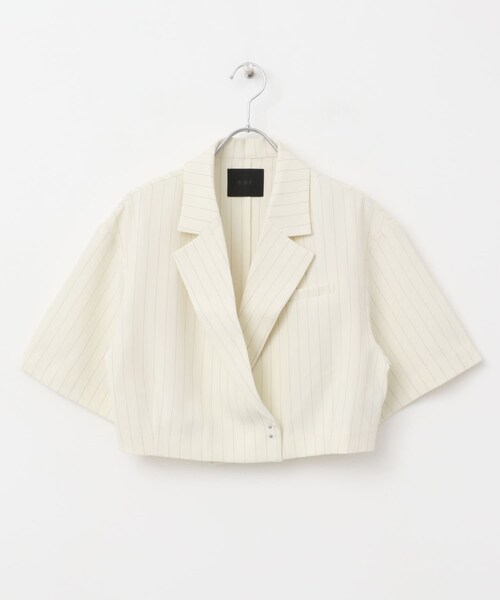 KBF（ケイビーエフ）の「ストライプショートジャケット（テーラードジャケット・レディース・IVORY/CHARCOAL・one）」の11枚目の写真