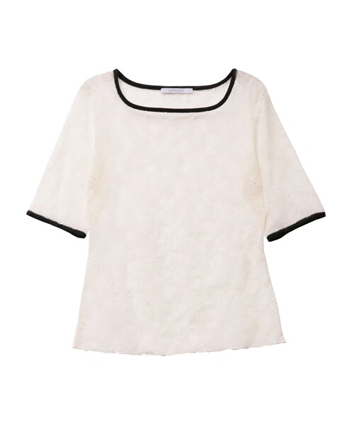 ELENDEEK(エレンディーク)の「【yuumi×ELENDEEK】LACE TRIM CS(Tシャツ/カットソー・レディース・オフホワイト/ブラック/ブルー・F)」の2枚目の写真