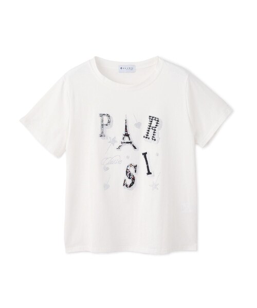 Jayro（ジャイロ）の「PARISキラキラロゴTシャツ（Tシャツ/カットソー・レディース・ブラック系/ホワイト系・F）」の14枚目の写真