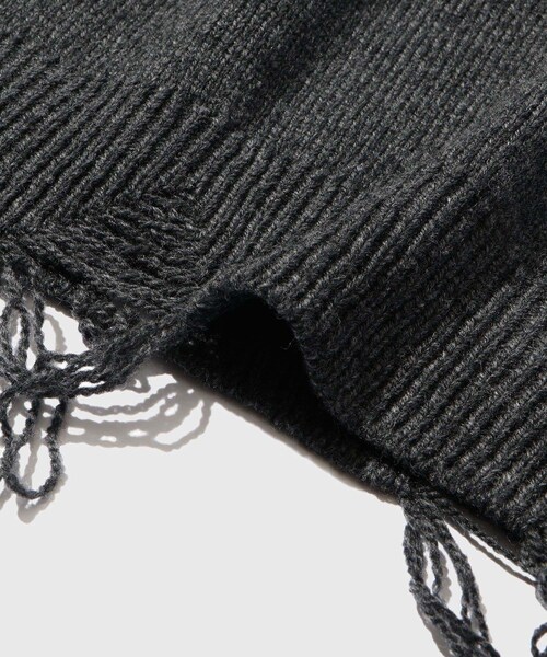 ADAM ET ROPE'（アダムエロペ）の「【JOHN MASON SMITH/ジョン メイソン スミス】7G DAMAGE HAND REPAIR CREW KNIT（ニット/セーター・メンズ・チャコール/キナリ・L/M）」の12枚目の写真