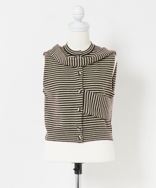 URBAN RESEARCH（アーバンリサーチ）の「TAN　CASHMERE STRIPED KT VEST（ニット/セーター・レディース・WINExLT GN/BLACK・FREE）」の8枚目の写真
