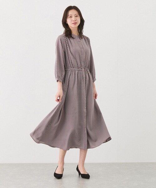 Jayro（ジャイロ）の「前開き幾何学柄ワンピース（ワンピース・レディース・ブラック/オフホワイト/レンガ系・M）」の6枚目の写真