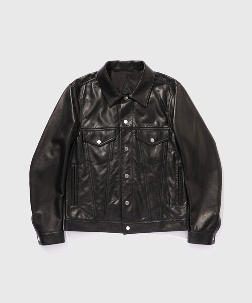 ADAM ET ROPE'（アダムエロペ）の「【A LEATHER/エーレザー】RUCKER JACKET(STANDARD)（ライダースジャケット・メンズ・ブラック・1/2/3）」の2枚目の写真