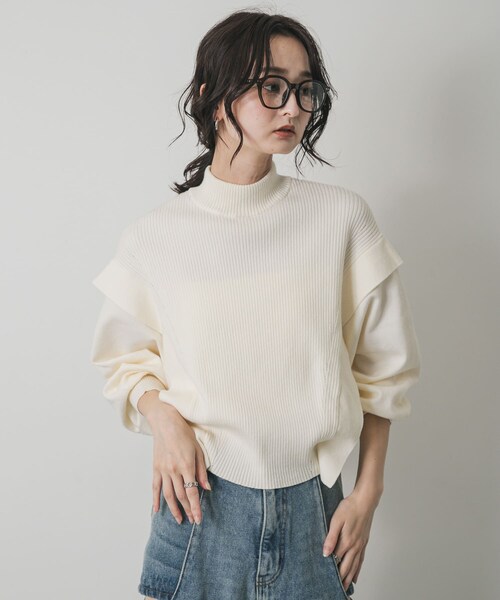 SENSE OF PLACE by URBAN RESEARCH（センスオブプレイスバイアーバンリサーチ）の「『一部WEB限定カラー』ストレッチショルダータックセーター（ニット/セーター・レディース・OFF WHITE/GRAY/MOCHA/RED/YELLOW/BLACK/BLUE・one/One）」の13枚目の写真