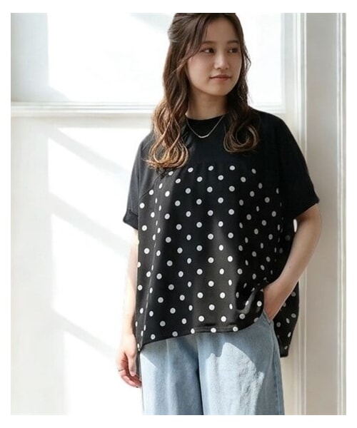 nissen（ニッセン）の「ドット切替ブラウス（シャツ/ブラウス・レディース・黒系/ベージュ系・S~M/L~LL/3L~4L）」の3枚目の写真
