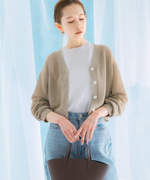 URBAN RESEARCH ROSSO（アーバンリサーチロッソ）の「メッシュラメショートカーディガン（カーディガン/ボレロ・レディース・BEIGE/YELLOW/BLACK・FREE）」の14枚目の写真