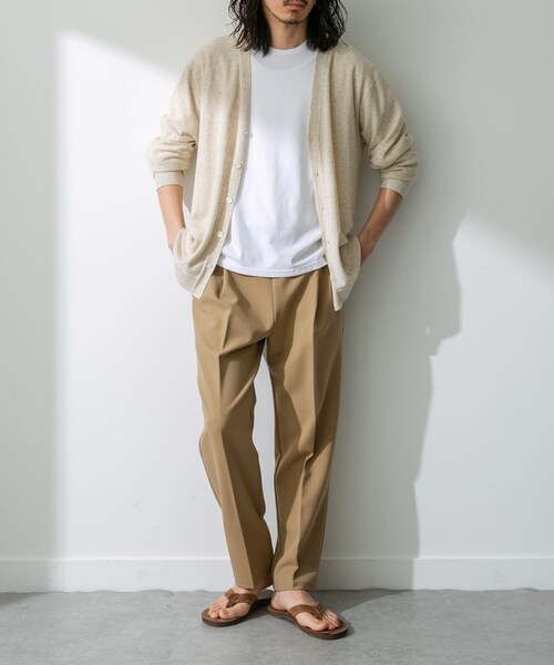 URBAN RESEARCH Sonny Label（アーバンリサーチサニーレーベル）の「『洗濯可』リネン混Vネックニットカーディガン（カーディガン/ボレロ・メンズ・オレンジ/オフ/グリーン/ネイビー・M/L）」の7枚目の写真