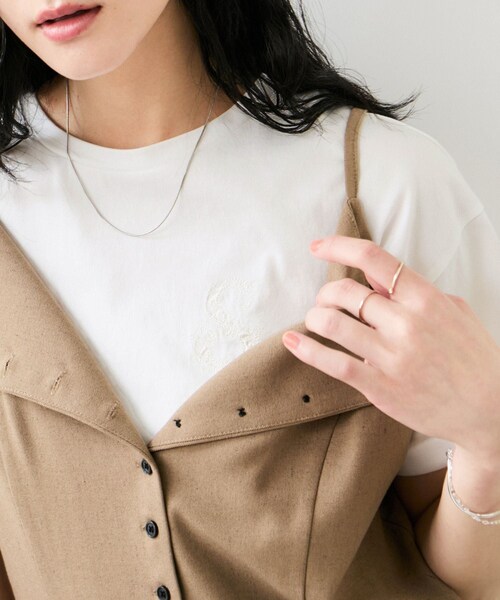 VIS(ビス)の「ボクシークロップド刺繍Tシャツ(Tシャツ/カットソー・レディース・チャコール/ホワイト/ブルー・F)」の14枚目の写真