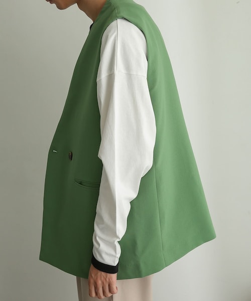 SENSE OF PLACE by URBAN RESEARCH(センスオブプレイスバイアーバンリサーチ)の「ダブルテーラードベスト(ベスト・メンズ・BLACK/GREEN/L.KHAKI/BLUE/OLIVE・M/L)」の3枚目の写真