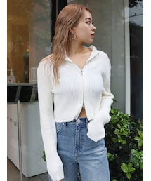 EVRIS | ジップタートルリブニットトップス(ニット/セーター)