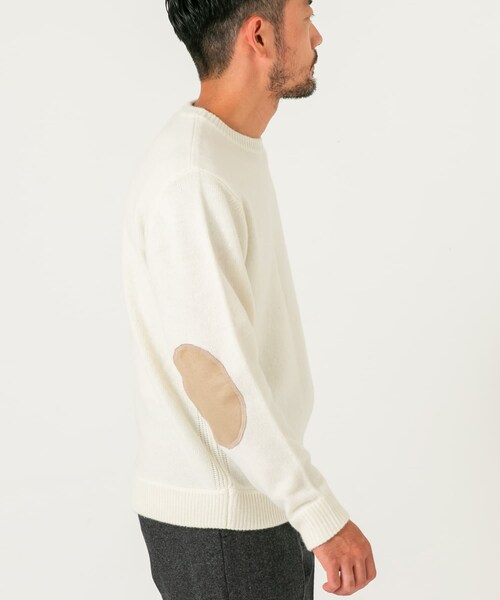 URBAN RESEARCH ROSSO（アーバンリサーチロッソ）の「『XLサイズあり』ハミルトンラムズウールエルボーパッチニット（ニット/セーター・メンズ・BLACK/BEIGE/GREIGE/NAVY/BLUE/WHITE/CHARCOAL・S/M/L/XL）」の14枚目の写真