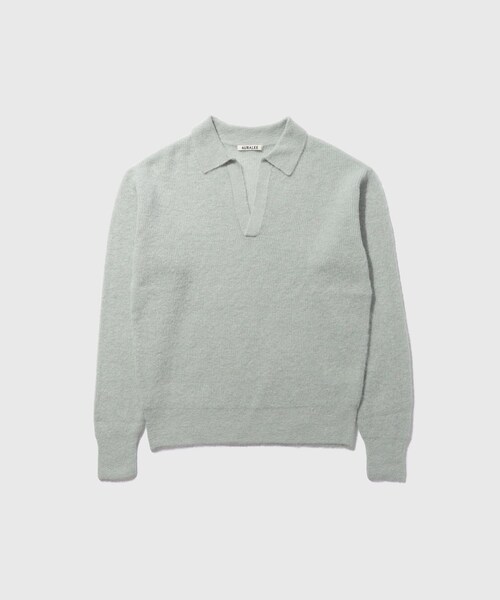 ADAM ET ROPE'(アダムエロペ)の「【AURALEE/オーラリー】BABY SURI ALPACA SHEER KNIT SKIPPER POLO(ニット/セーター・メンズ・グリーン/ネイビー/レッド・3/4)」の2枚目の写真