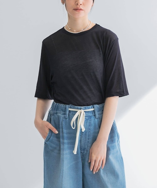 URBAN RESEARCH（アーバンリサーチ）の「new basic　ドライツイストシアーTシャツ（Tシャツ/カットソー・レディース・BLACK/WHITE/NAVY/BURGUNDY/CHARCOAL・FREE）」の4枚目の写真