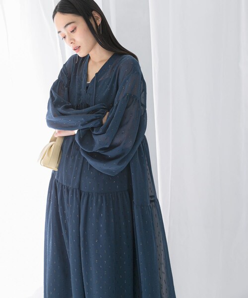 URBAN RESEARCH ROSSO（アーバンリサーチロッソ）の「カットジャガードティアードワンピース（ワンピース・レディース・BLUE/BLACK・FREE）」の14枚目の写真