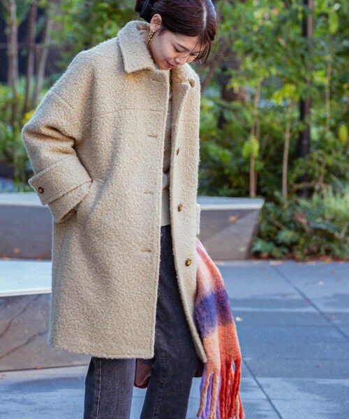 URBAN RESEARCH ROSSO（アーバンリサーチロッソ）の「F by ROSSO　『UR TECH』ブークレステンカラーコート（ステンカラーコート・レディース・BEIGE/NAVY・Free）」の19枚目の写真