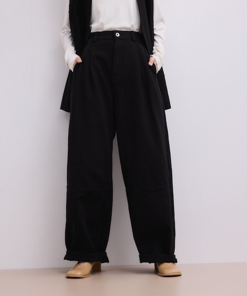 ADAM ET ROPE'(アダムエロペ)の「コットンリネンカーヴィーパンツ(その他パンツ・レディース・ブラック/キナリ・36/38)」の4枚目の写真