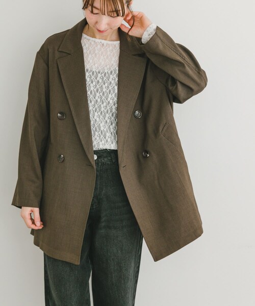 ITEMS URBANRESEARCH（アイテムズ アーバンリサーチ）の「リネンライクジャケット（テーラードジャケット・レディース・L.BEG/BRN・FREE）」の4枚目の写真