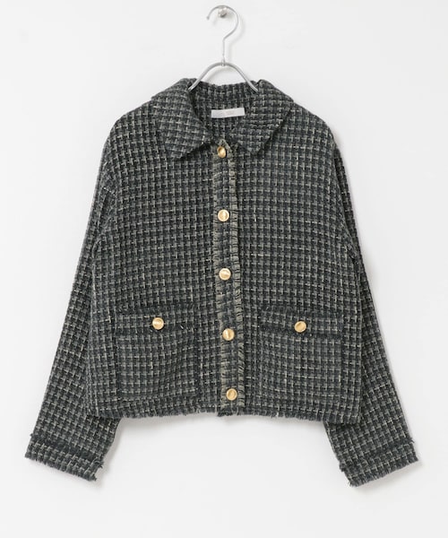 URBAN RESEARCH ROSSO（アーバンリサーチロッソ）の「F by ROSSO　ベロアツイードジャケット（テーラードジャケット・レディース・GRAY/BLACK・FREE）」の2枚目の写真