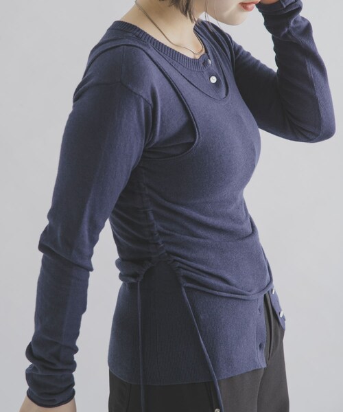 THE GOODLAND MARKET（ザグッドランドマーケット）の「cwtch　LAYERED KNIT TOPS（ニット/セーター・レディース・GRAY/NAVY/BERRY/YELLOW・Free）」の15枚目の写真