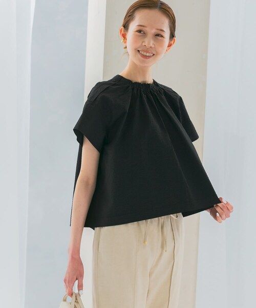 URBAN RESEARCH ROSSO（アーバンリサーチロッソ）の「シアサッカーショートギャザーブラウス（シャツ/ブラウス・レディース・WHITE/GREEN/BLACK・FREE）」の18枚目の写真