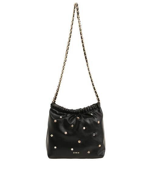 EVRIS（エヴリス）の「スタッズチェーンBIGショルダーBAG（ショルダーバッグ・レディース・ホワイト/ブラック・F）」の2枚目の写真